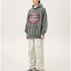 Saint Tears Oversized Hoodie Mouth Teeth Graphic Jesus Water Into Wine Large